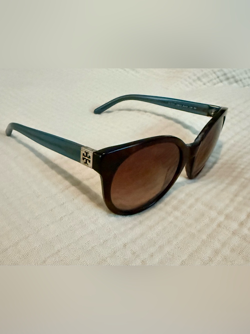 Tory Burch Dark Frame Sunglasses with Brown Lenses and Blue Sides